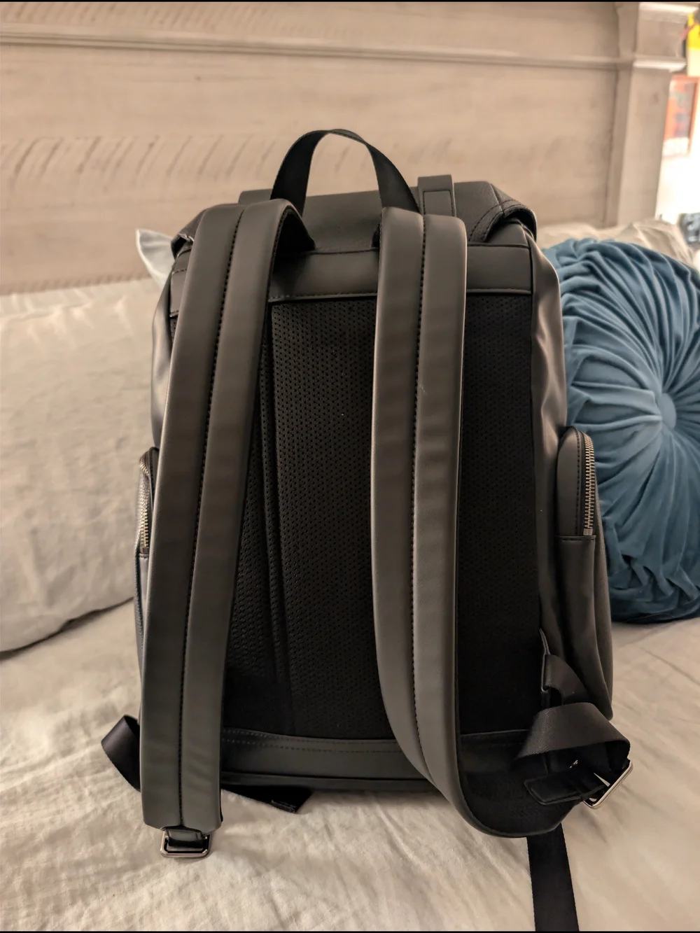 Michael Kors Cooper Black Pebbled Leather Flap Backpack Laptop Bag $498